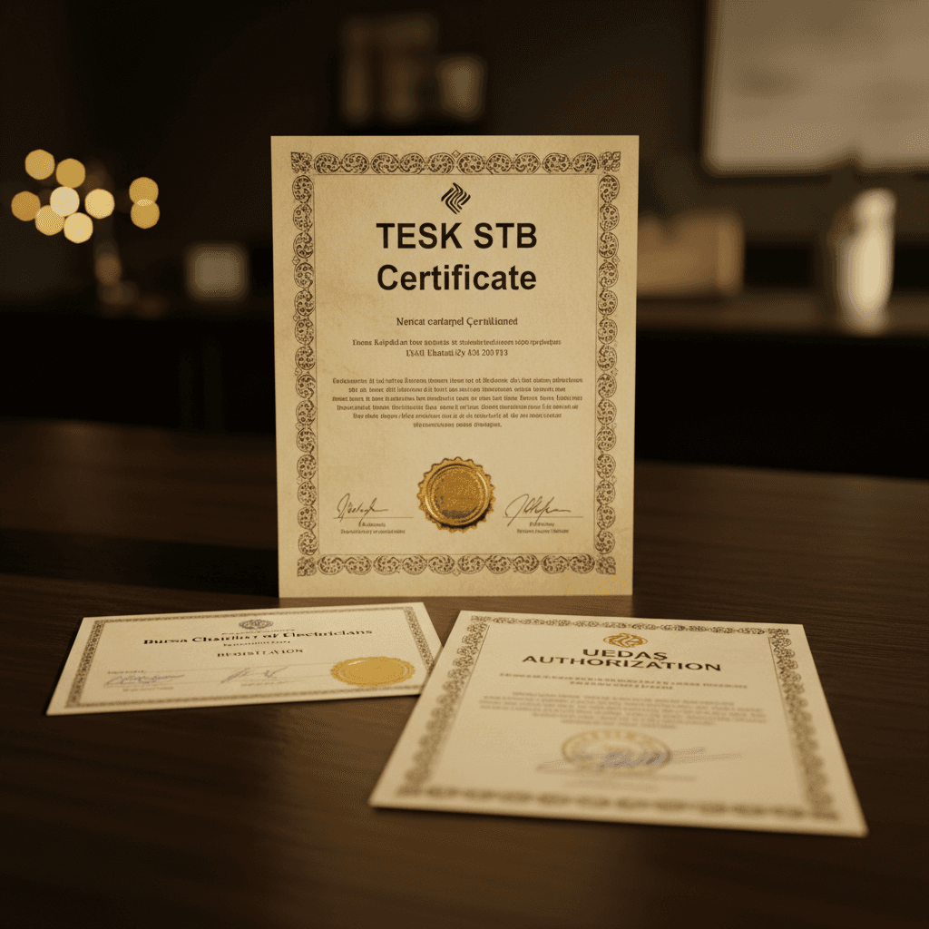 Official UEDAŞ technician certification and professional credentials