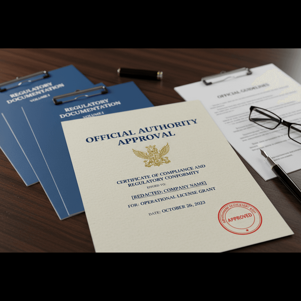 Official approval certificate and documentation
