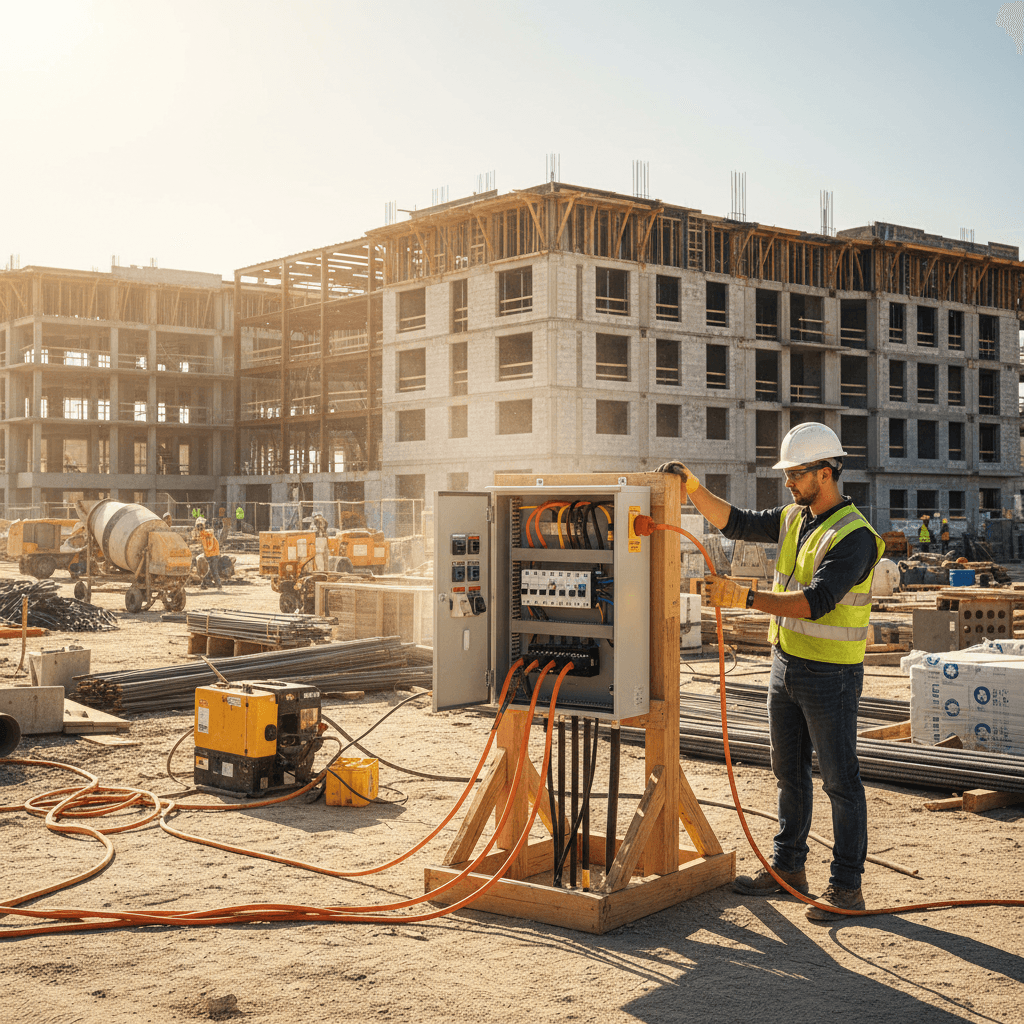 Temporary electrical infrastructure on active construction site