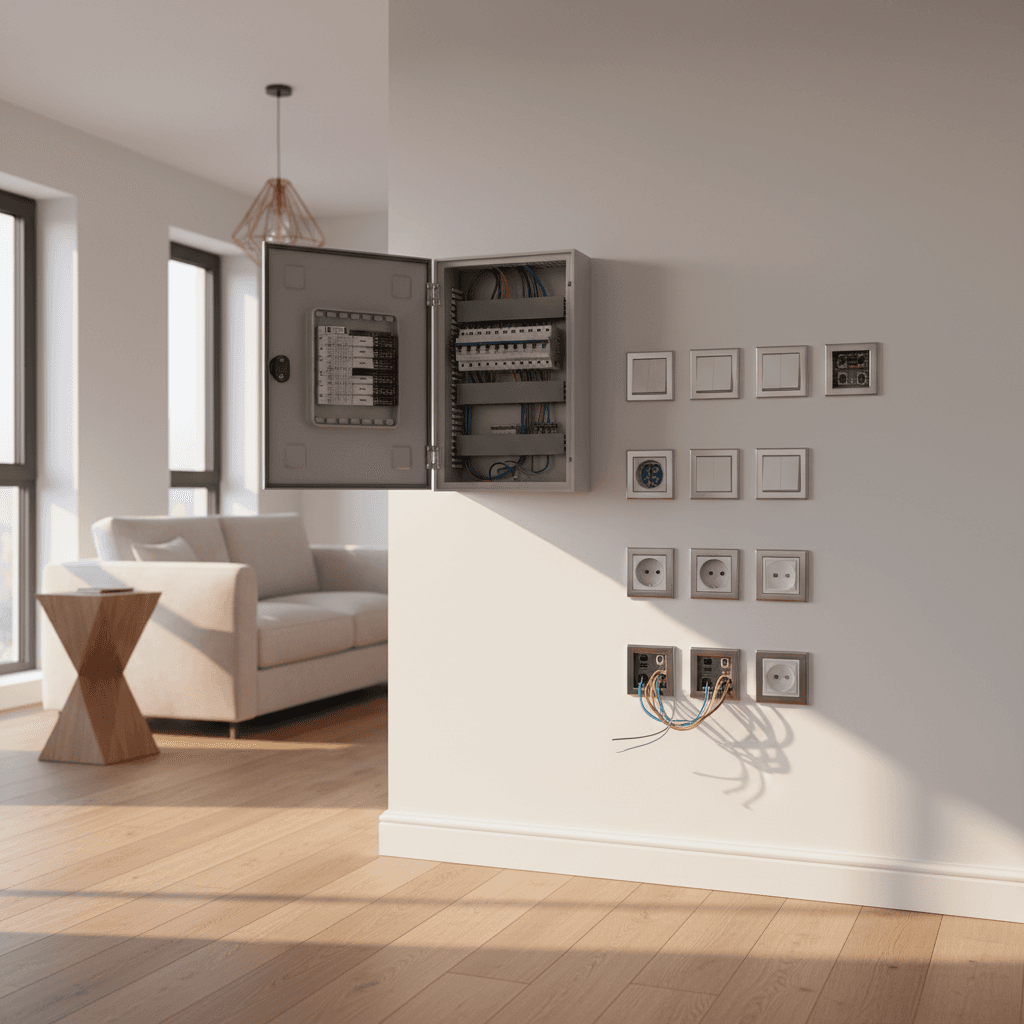 Residential electrical panel and outlet installation