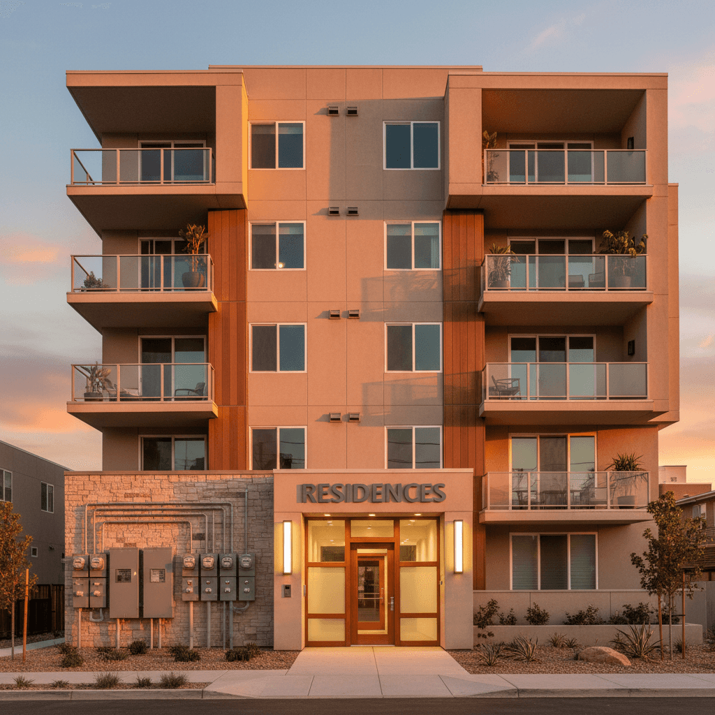 Modern residential building with approved electrical subscription