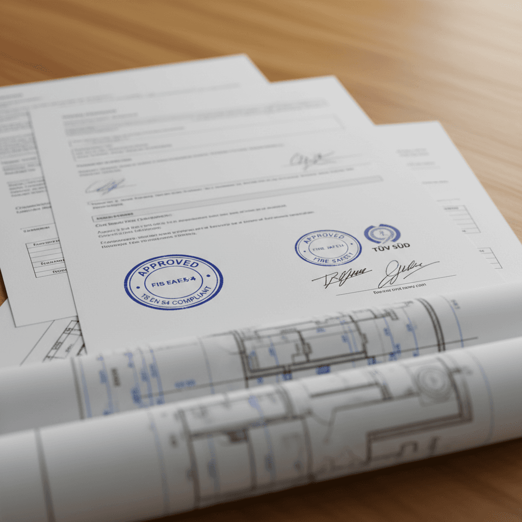 Fire safety compliance certificates and technical documentation