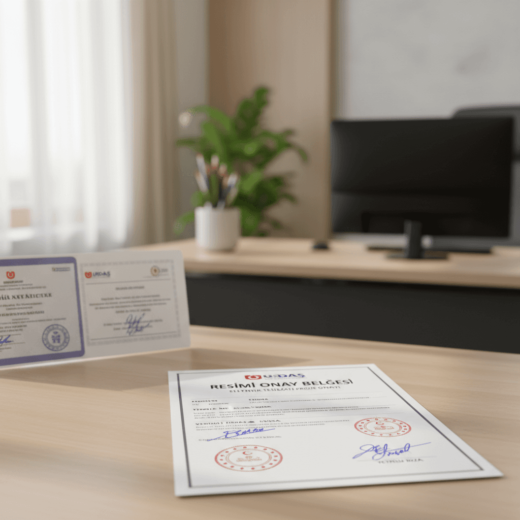 UEDAŞ approval documents and electrical technician credentials