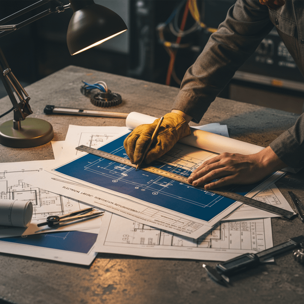 Electrical permit project blueprints and technical drawings