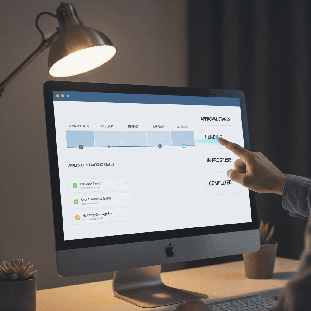 Project tracking and approval status management interface